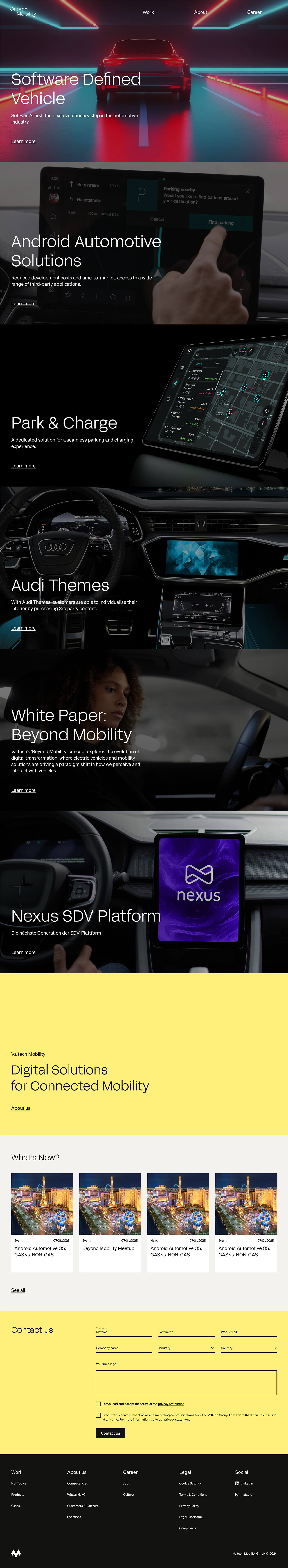 Startseite von Valtech Mobility nach dem Relaunch